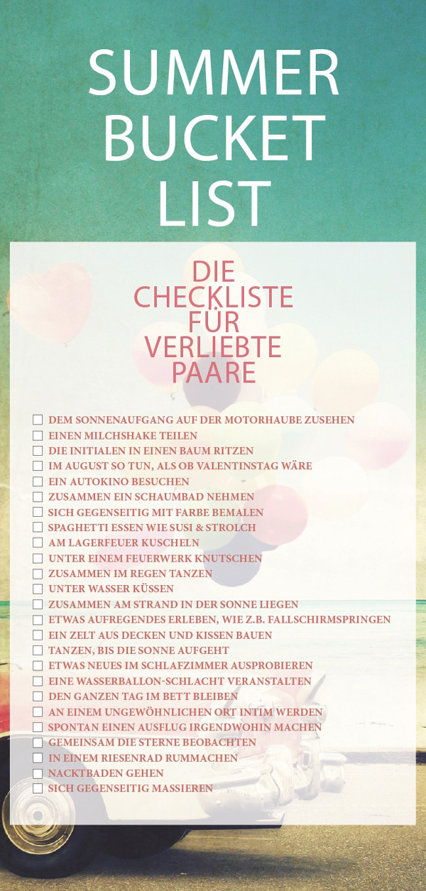 Checkliste für verliebte Paare