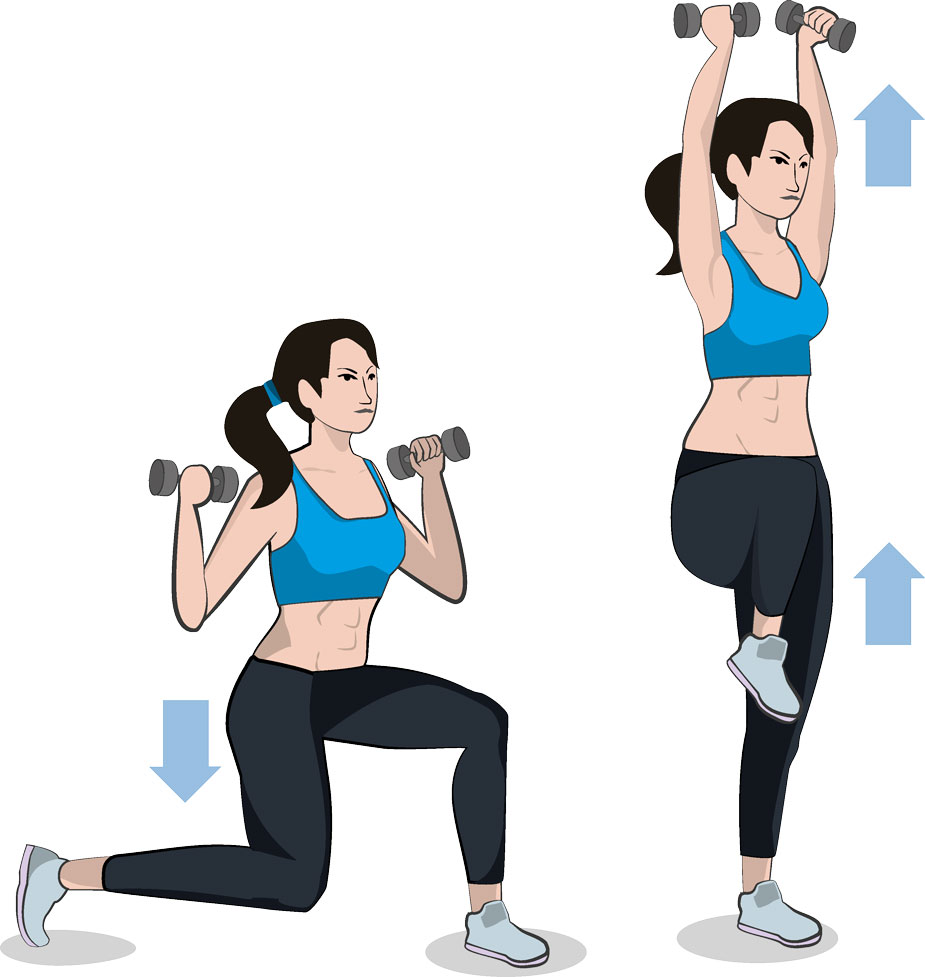 Reverse Lunge  Shoulder Press