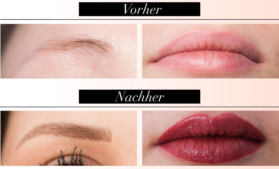 Kontur-Make-up im Vorher-Nachher-Vergleich