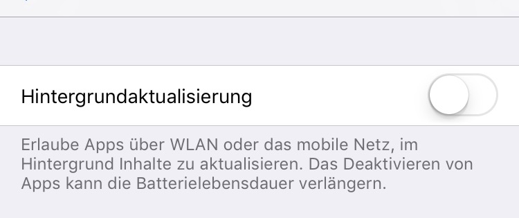 Deaktiviere die Hintergrundaktualisierung