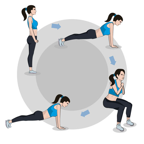 Burpee Squat Hold