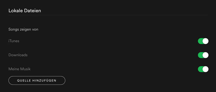 Spotify lokale Dateien