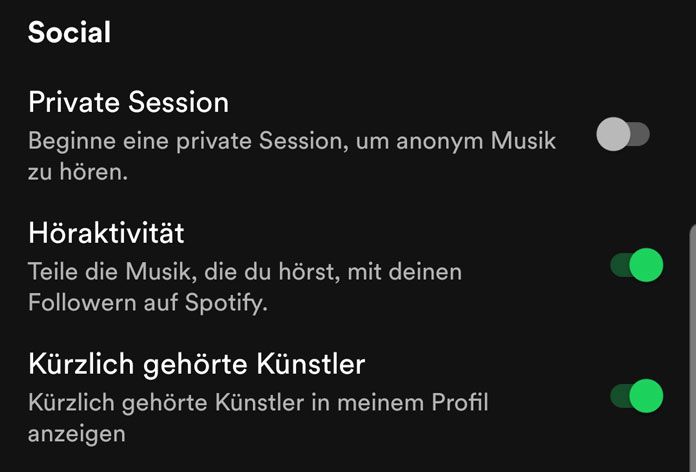 Privatsphäre Spotify