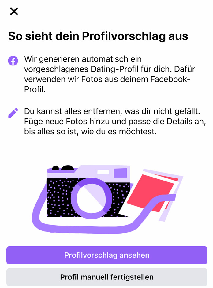 Facebook Dating Profil Vorschlag