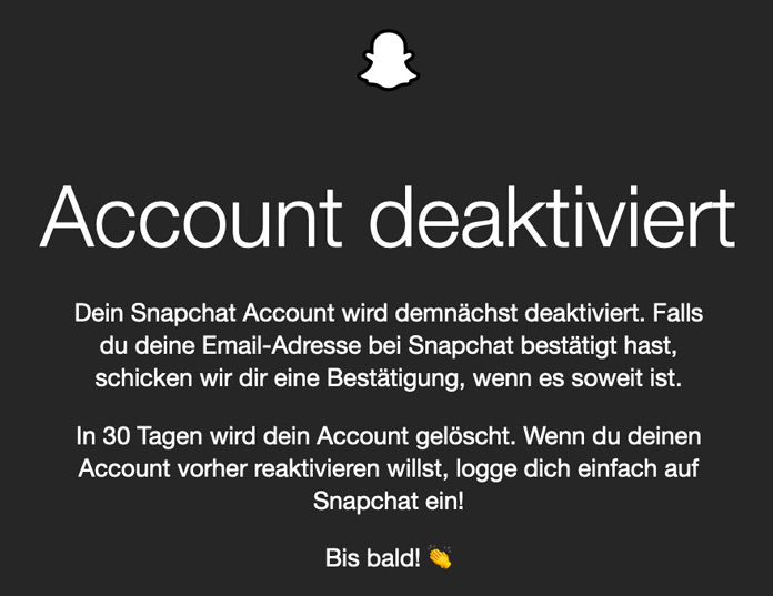 Snapchat Account deaktiviert