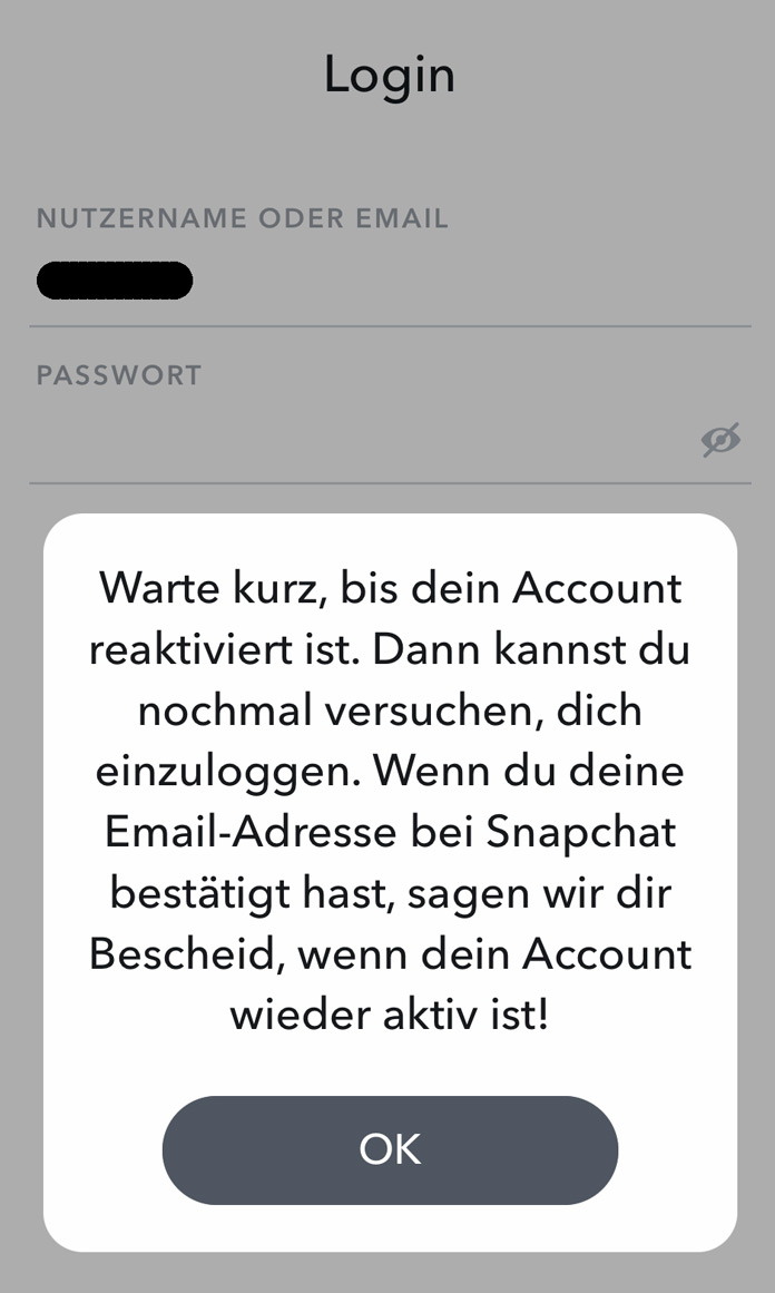 Snapchat reaktivieren