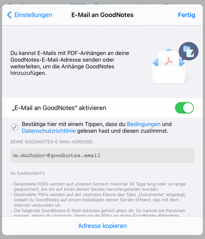 E-Mails mit PDF-Anhang direkt an GoodNotes senden