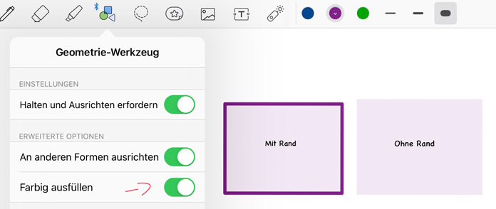 Geometrische Flächen ohne Rand erstellen