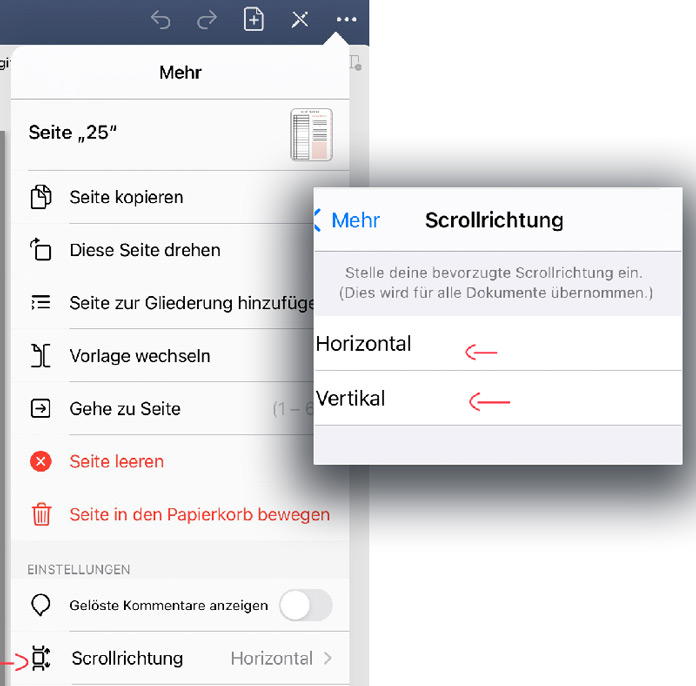 GoodNotes Tipps Scrollrichtung ändern