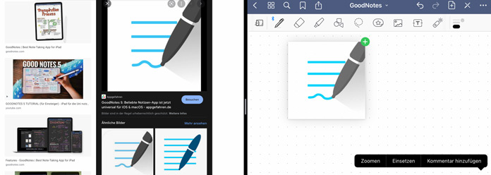 Bilder und Grafiken per Drag-and-Drop in GoodNotes einfügen