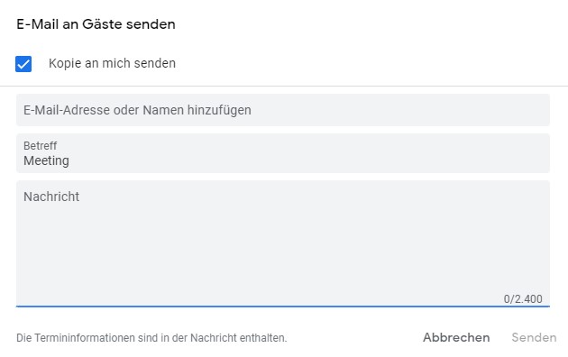 Termin Einladung schicken