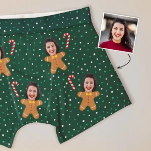 Weihnachtliche Boxershorts mit Gesicht und Hintergründen