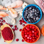Astaxanthin - Mockup aus gesunden Nahrungsmitteln
