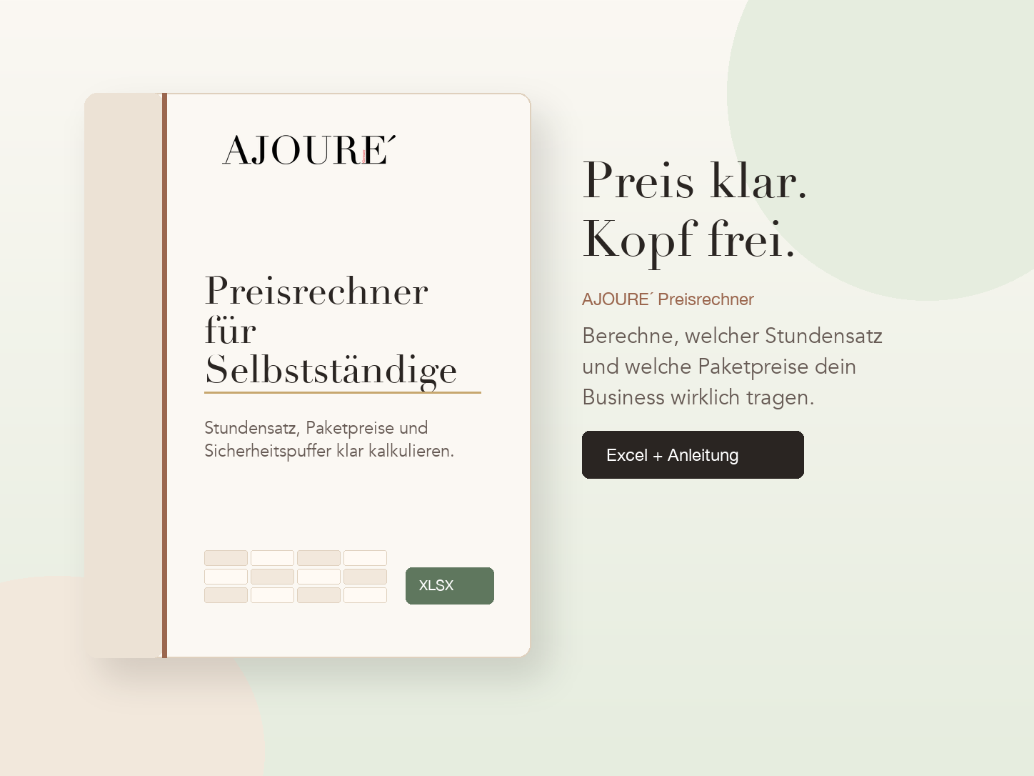AJOURE´ Preisrechner für Selbstständige
