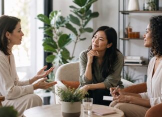 7 Anzeichen, dass du ein emotional intelligenter Mensch bist Drei Frauen im Gespräch und Austausch - emotionale Intelligenz erkennen
