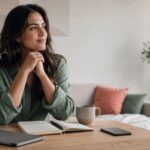 Nachdenkliche Frau am Schreibtisch - Morgenroutine erfolgreicher Menschen