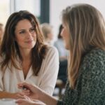 Zwei Frauen unterhalten sich freundlich - so kannst du sympathischer wirken