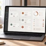 KI-Agenten für Selbstständige: Was sie wirklich können Laptop mit einem übersichtlichen Dashboard für einen KI-Agenten-Workflow