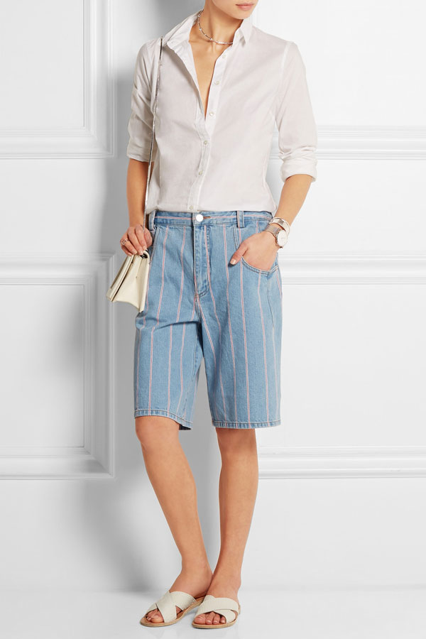 T by Alexander Wang - Gestreifte Jeans-Culottes